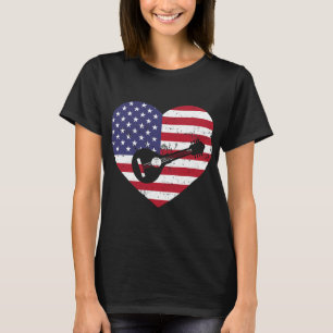 Mandolin Lover USA American Flag Herz Mandolin Mu T-Shirt