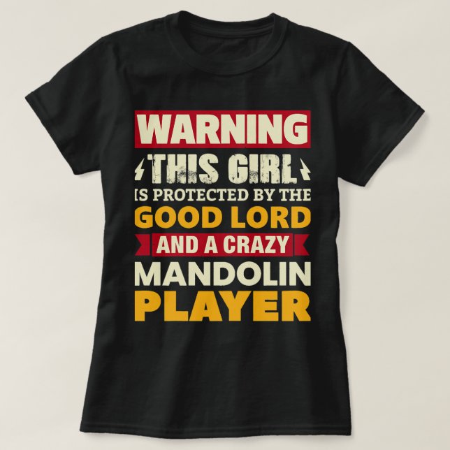 Mandolin Lover Womens Warning Girl wird von T-Shirt (Design vorne)