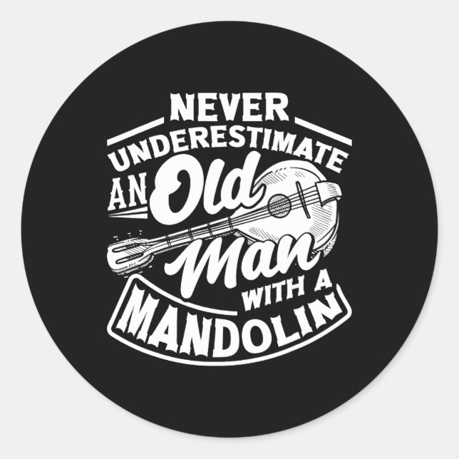 Mandolin Mandolinist Old Mandolin Player Runder Aufkleber (Vorderseite)