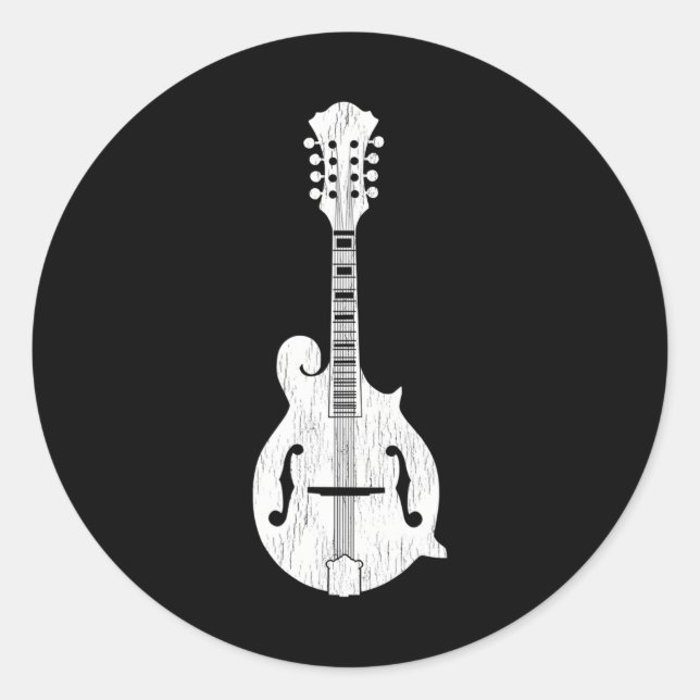 Mandolin-Player für Bluegrass und Country Music Runder Aufkleber (Vorderseite)