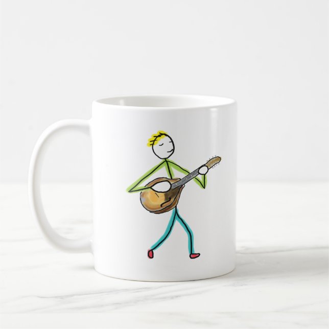 Mandolin Playing Stickman Kaffeetasse (Links)