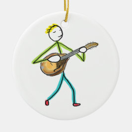 Mandolin Playing Stickman Keramik Ornament