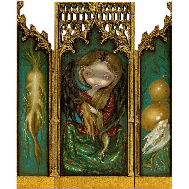 Mandragora gotisches mandrake Engel Triptychon Freistehende Fotoskulptur (Vorne)