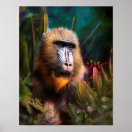 Mandril Baboon MASK IN DER JUNGLE Poster
