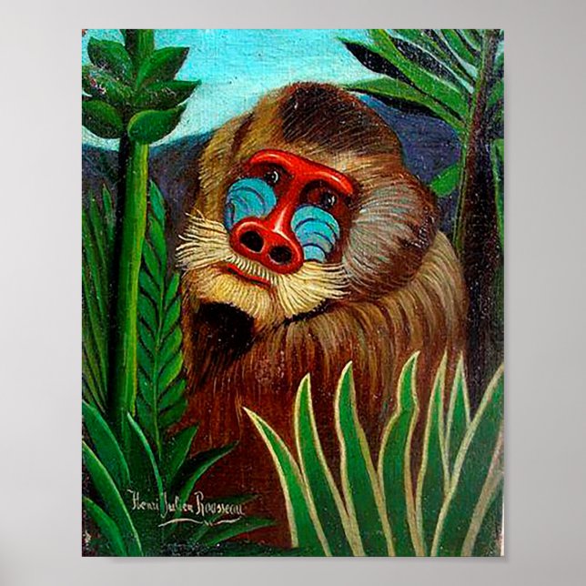 Mandrill im Dschungel von Henri Rousseau Poster (Vorne)