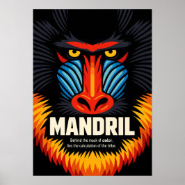 Mandrill Mask Color Illustration Poster