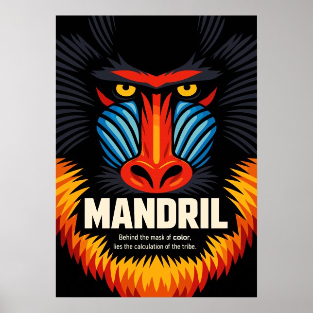 Mandrill-Maskenfarben-Illustration Poster (Vorne)