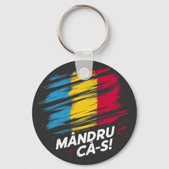 Mandru ca-s roman - Flagge Schlüsselanhänger (Vorderseite)