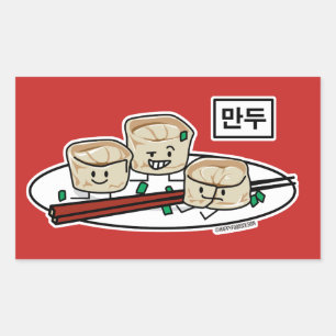 Mandu Koreanischer Dim sum sum Breakfast Hangul Rechteckiger Aufkleber