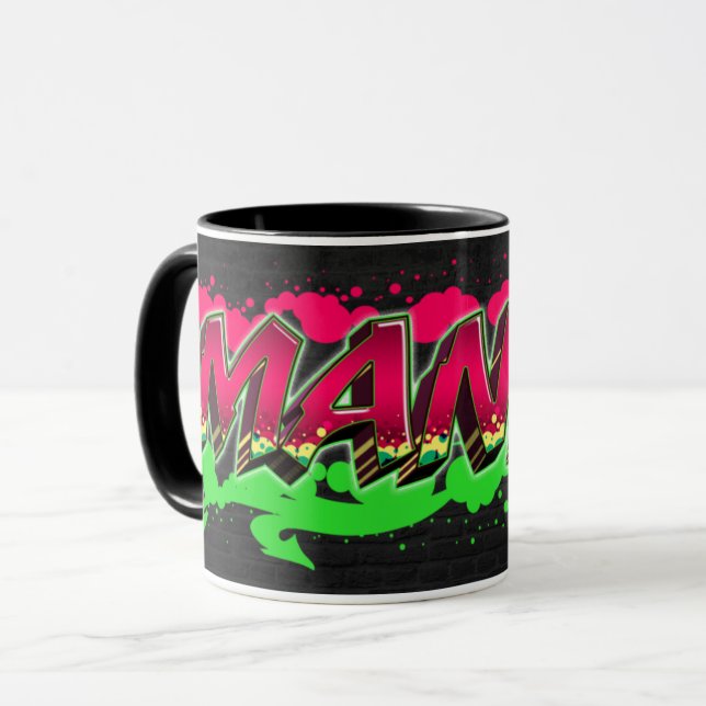 Mandy prénom Graffiti red Tasse verte (Devant gauche)