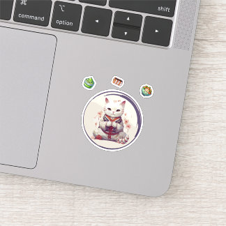 Maneki Neko Blue, Sticker pour chat Fortune