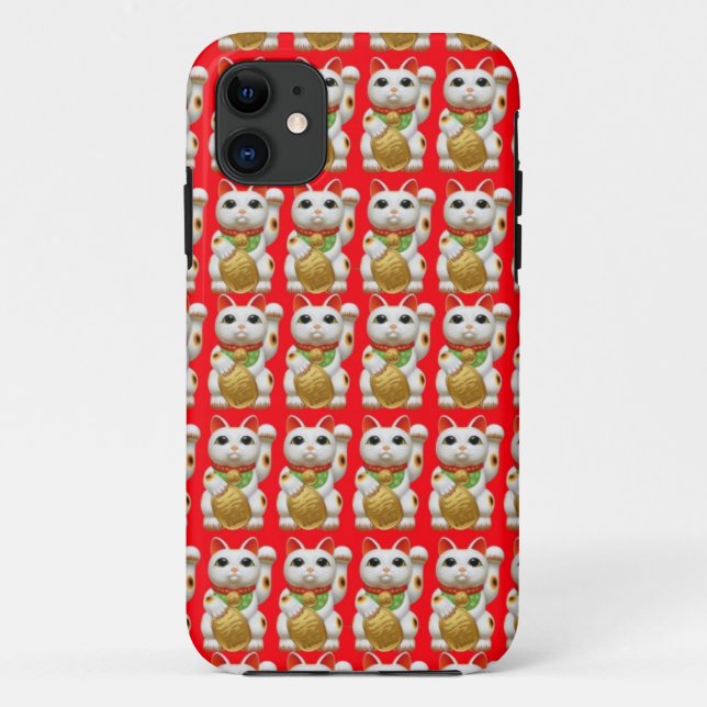 maneki-neko Charme-Talisman welc glücklicher Katze Case-Mate iPhone Hülle (Rückseite)