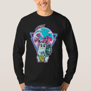 Maneki-Neko Cyberpunk-Katze mit Vapor Wave Style T-Shirt