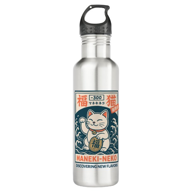 Maneki-Neko Edelstahlflasche (Vorderseite)