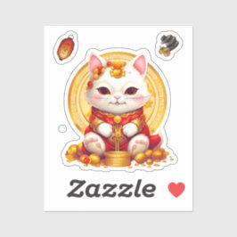 Maneki Neko Fortune Cat, Katzenaufkleber. Aufkleber