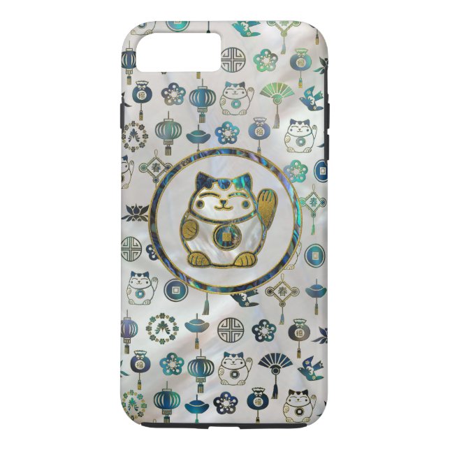 Maneki Neko glückliche Katze auf Perle und Case-Mate iPhone Hülle (Rückseite)