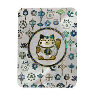 Maneki Neko glückliche Katze auf Perle und Magnet
