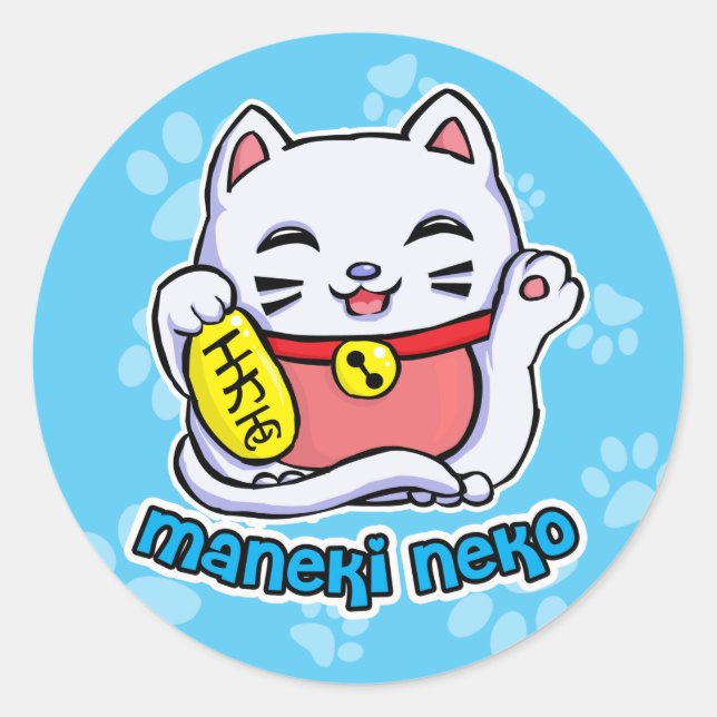 Maneki Neko glückliche Katze Runder Aufkleber (Vorderseite)