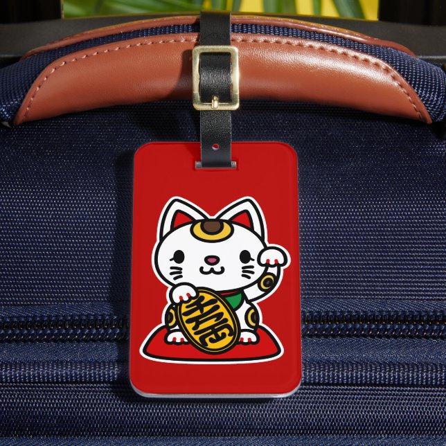 Maneki Neko (Glückskatze) Gepäckanhänger (Vorderseite Insitu 2)