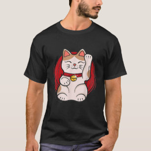 Maneki Neko Glückskatze Statue winkend japanischer T-Shirt