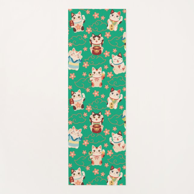 Maneki Neko Glückskatzen Yogamatte (Vorderseite)