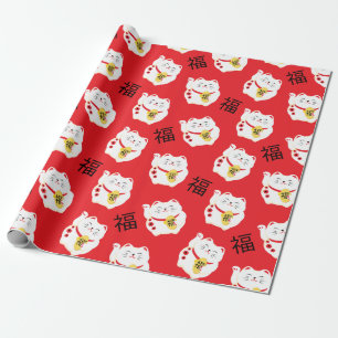 Maneki Neko Good Fortune Lucky Cat Geschenkpapier