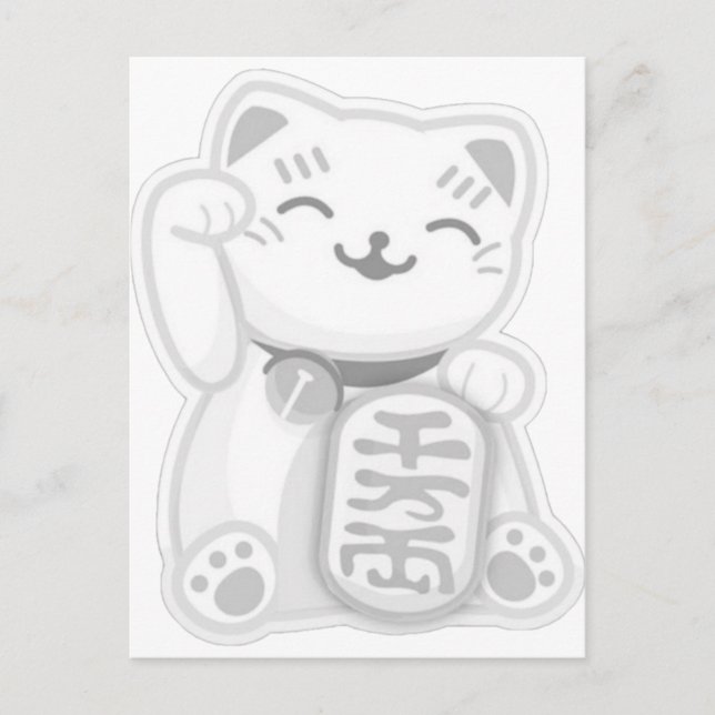 Maneki neko grau postkarte (Vorderseite)