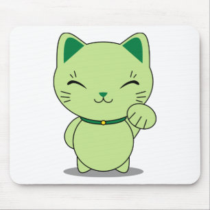 Maneki Neko - grüne glückliche Katze Mousepad