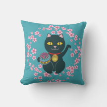 Maneki Neko Japanese Beckoning Lucky Black Cat