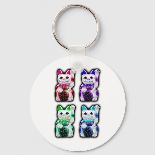 Maneki Neko JAPANESE Geld CAT Schlüsselanhänger (Vorderseite)