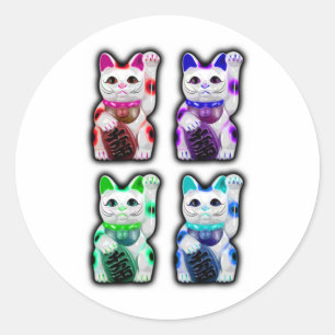 Maneki Neko JAPANESE-Gelder CAT Runder Aufkleber
