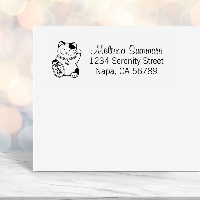 Maneki Neko Japanese Lucky Cat Address Permastempel (Von Creator hochgeladen)