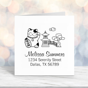 Maneki Neko Japanese Lucky Cat Address Permastempel