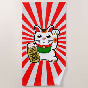 Maneki Neko: Japanische glückliche Katze Strandtuch