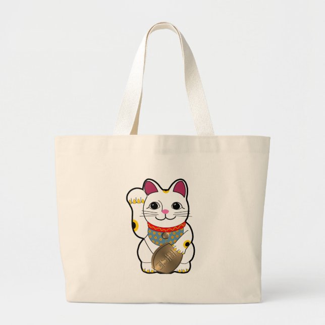 Maneki Neko Jumbo Stoffbeutel (Vorne)
