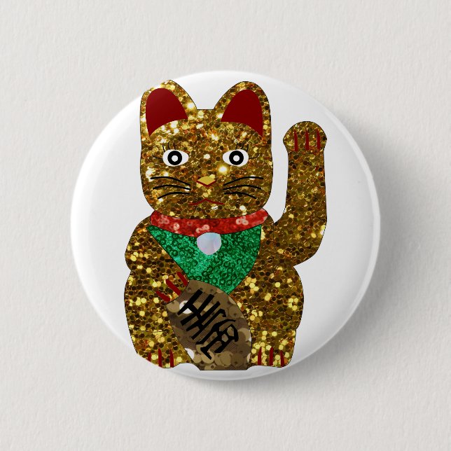 Maneki-Neko-Katze Button (Vorderseite)
