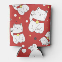 Maneki-Neko Katze, japanisches Doodle-Muster.