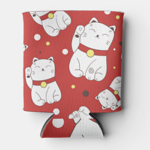 Maneki-Neko Katze, japanisches Doodle-Muster. Dosenkühler