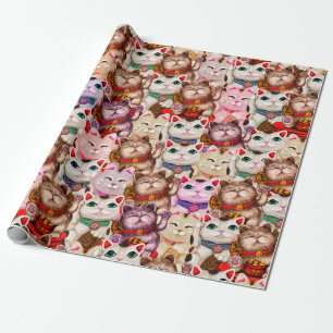 Maneki-neko-Katzen-Muster Geschenkpapier