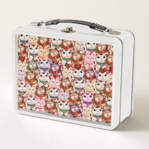 Maneki-neko-Katzen-Muster Metall Brotdose