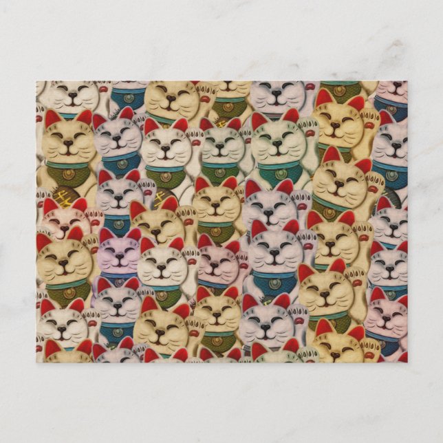 Maneki-neko-Katzen-Muster Postkarte (Vorderseite)