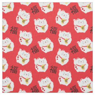 Maneki Neko Lucky Cat Chinesisches japanisches Sym Stoff