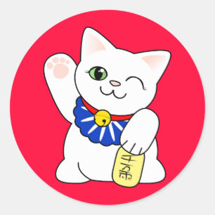 Maneki Neko Lucky Cat Runder Aufkleber