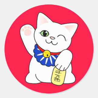 Maneki Neko Lucky Cat Runder Aufkleber