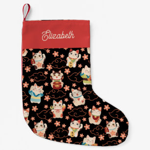 Maneki Neko Lucky Cats Personalisiert Kleiner Weihnachtsstrumpf