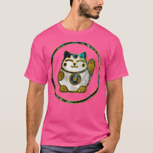 Maneki Neko Lucky Katze auf Perle und Abalone T-Shirt