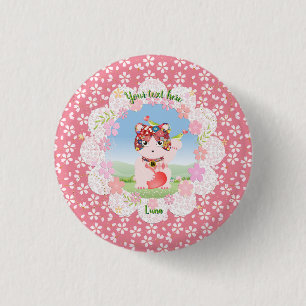 Maneki Neko Lucky Luna Button