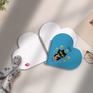 Maneki Neko Lucky Poilue Heart Shaped Spiral Bound Notizbuch