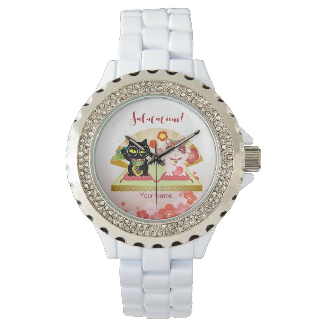 Maneki Neko Lucky Poiluna Armbanduhr (Vorderseite)