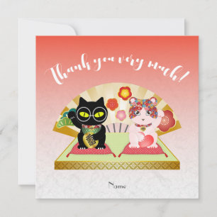 Maneki Neko Lucky Poiluna Flat Dankeskarte
